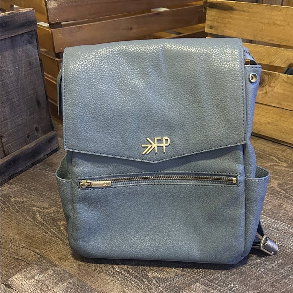 Women's Blue Leather Freshly Picked Mini diaper Backpack